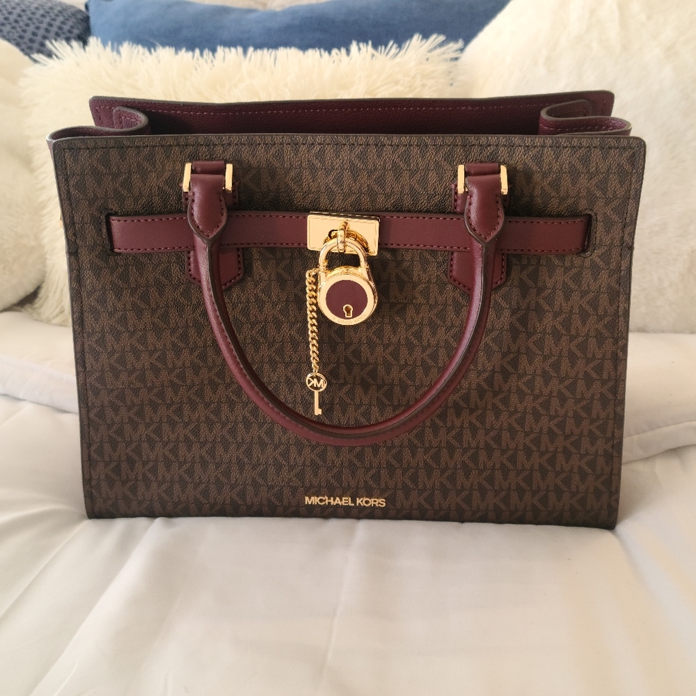 Burgundy Michael Kors Handbag w/key & lock charm